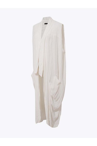 RİVUS Ecru Color Shawl Collar Sleeveless Kimono