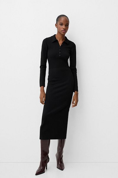 Bershka Polo collar midi dress