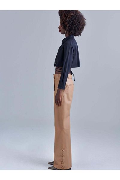 RİVUS Belt Tied Cotton Shirt - Black