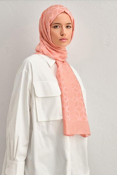 Armine Lyocell Shawl - Honeycomb Pattern - Aly2 - 1113-14 - Candy Pink