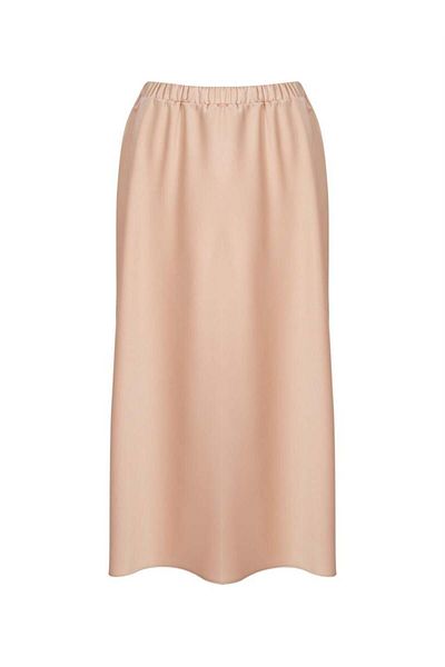 RİVUS Fusta din satin cu lungime midi cu talie elastica - bej