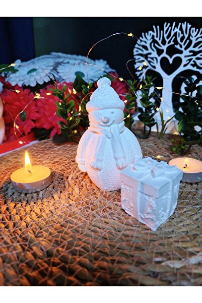 Christmas Snowman & Gift Box 2pcs Decorative Trinket Set