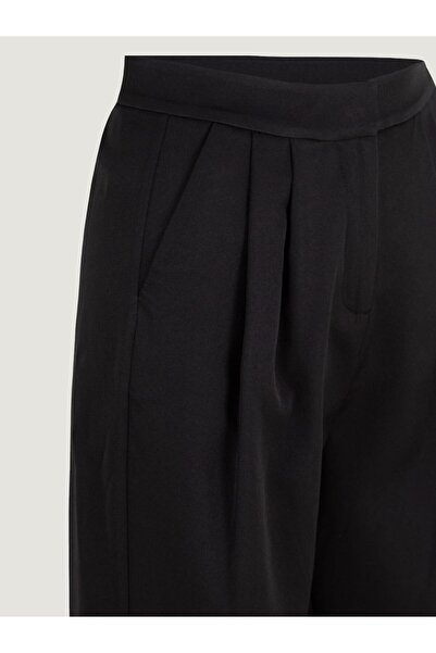 RİVUS Black Draped Pleated Stylish Trousers