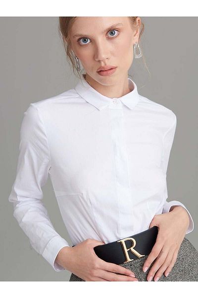 RİVUS Slim Fit Basic Shirt - White