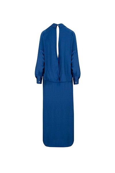 RİVUS Rochie cămașă iconică căptușită cu nasturi în față - Indigo