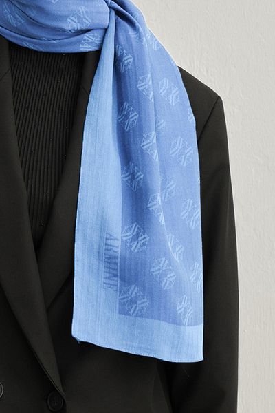 Armine Şal Tensel-Silk - Model minim monogramă - ATN1 - 32113 - Albastru