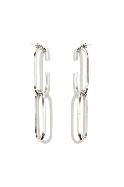 RİVUS Interlocking Dangle Oval Earrings - Silver