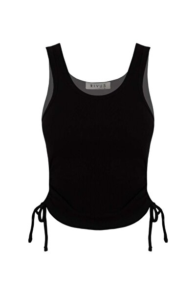 RİVUS Gathered Sides Camisole Tank Top - Black