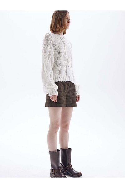 RİVUS Pulover de tricotaj cu detaliu tricot Boucle - Alb