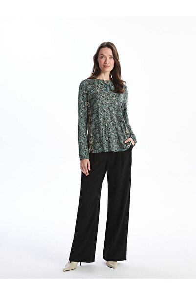 LC Waikiki Lcw Lace-Up Collar Print Women's Blouse