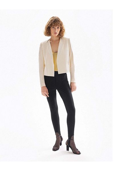 RİVUS Satin Collar Garni Detailed Short Jacket - Ecru