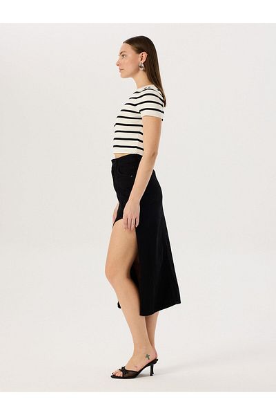 RİVUS Fusta neagră Jean - Deep Slit