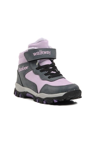 WALKWAY Wlky-Leo01 Lilac Children's Outdoor Boots with Fur Inside
