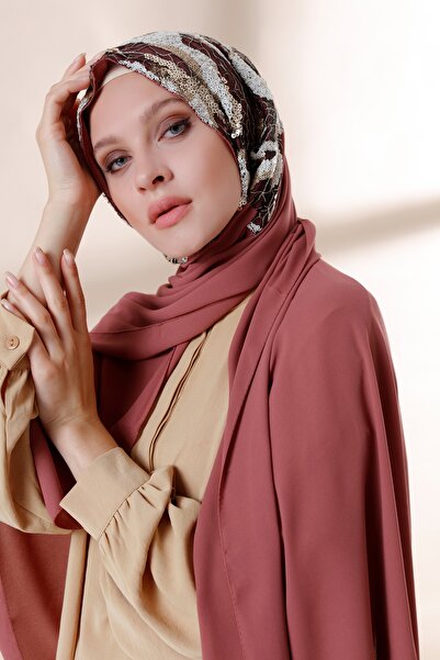 Differenza Matte Coral Cloud Sequined Crepe Shawl