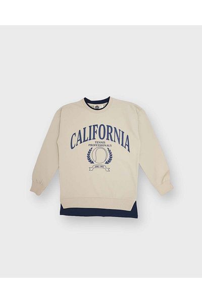 rg kidsstore Young Front Printed T-Shirt Piece Detailed Sweatshirt