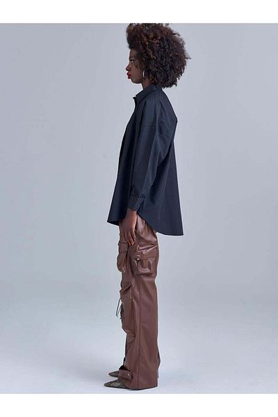 RİVUS Oversize Off-Shoulder Shirt - Black