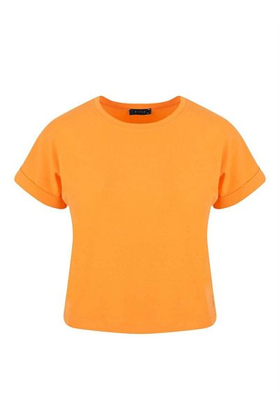 RİVUS Orange Crew Neck Basic T-shirt