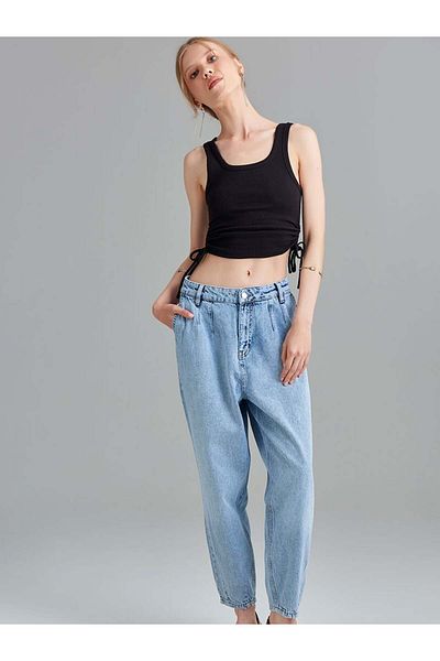RİVUS Gathered Sides Camisole Tank Top - Black