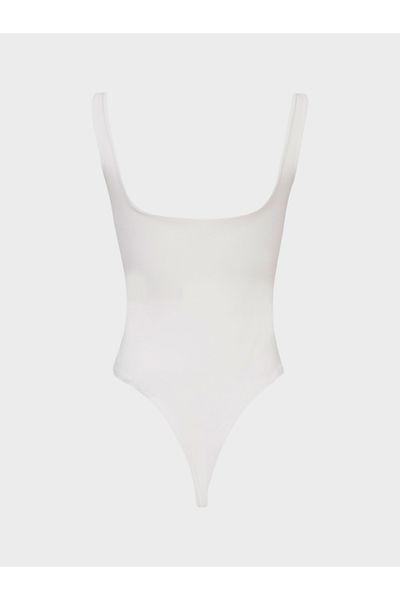 RİVUS Round Neck Cut Strap Bodysuit - Ecru