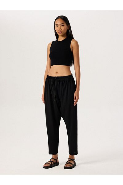 RİVUS Black Loose Shalwar - Elastic Waist Trousers