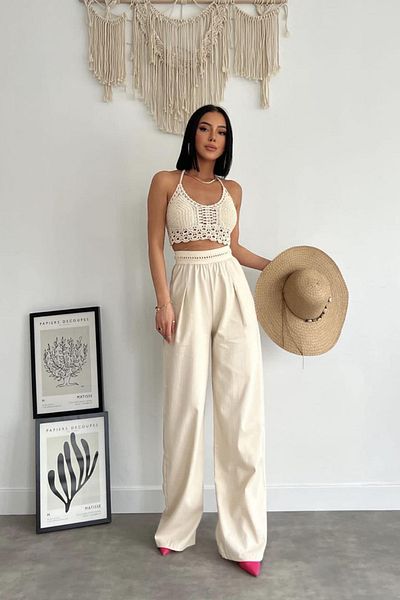 Neşeli Butik Women Washed Cotton Gabardine Pants Nbasp7017