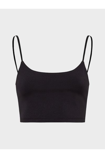 RİVUS Rope Strap Round Neck Crop Bodysuit - Black