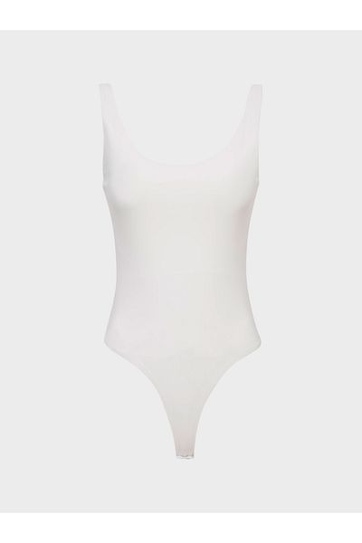 RİVUS Round Neck Cut Strap Bodysuit - Ecru