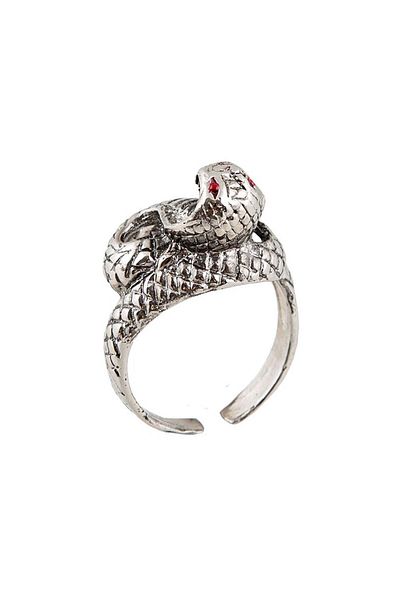 RİVUS Red Eye Snake Head Ring - Silver
