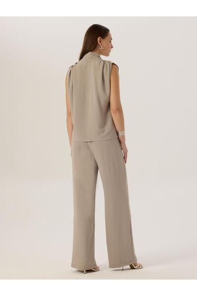 RİVUS Gray Comfortable Loose Cut Elastic Waist Trousers