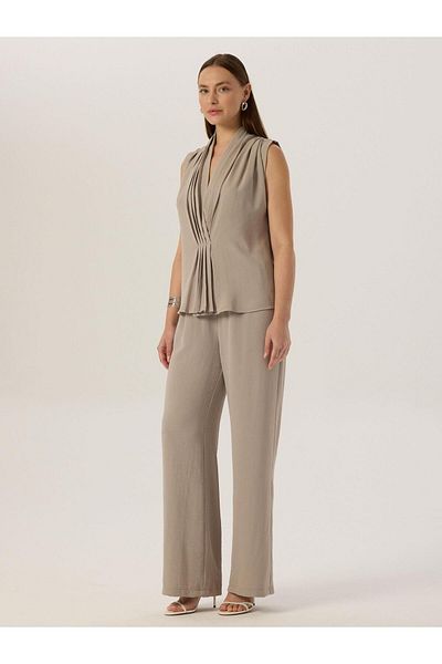 RİVUS Gray Comfortable Loose Cut Elastic Waist Trousers
