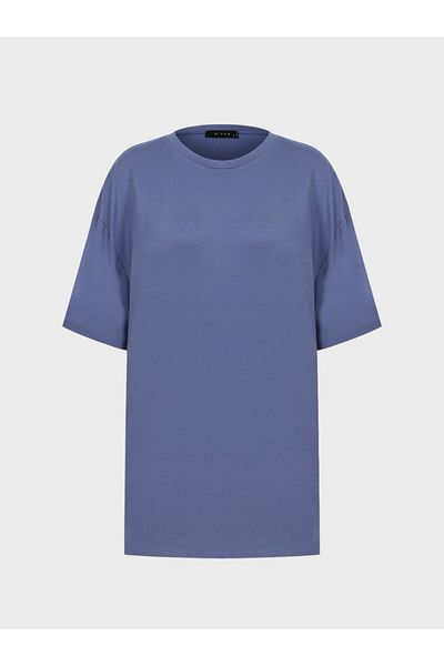 RİVUS Tricou oversize din viscoză albastră