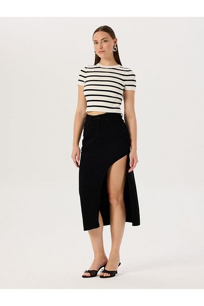 RİVUS Fusta neagră Jean - Deep Slit
