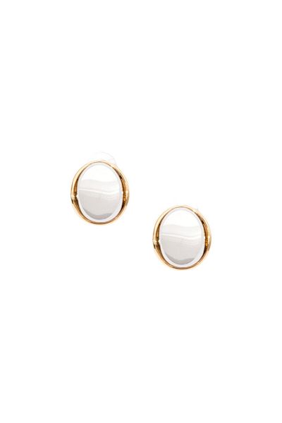RİVUS Gold and Silver Framed Oval Earrings