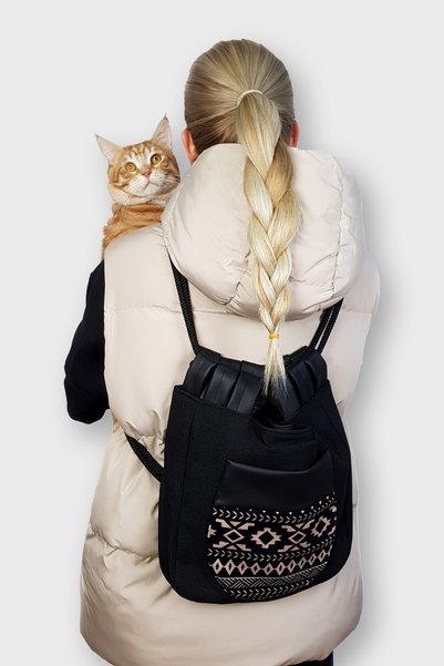 Ayşe Teyze'nin Çantaları Women's Black Fabric Waterproof Shoulder And Backpack