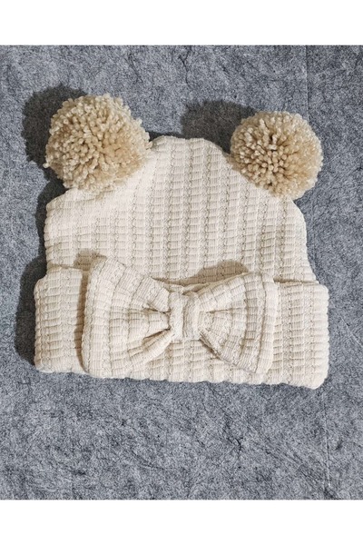 ALYA Baby Children's Flexible Beanie with Pompoms Without Pompoms