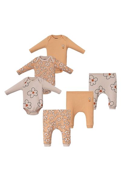 Necix's Baby Girl 100% Cotton Newborn 3-6 Months Snap Badi and Bottom Double Set Set of 6