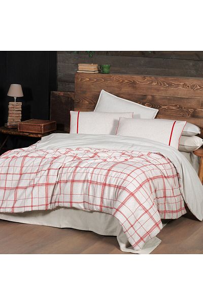 Sarev Σετ Παπλωματοθήκη Bramo Beige Flannel Διπλό Φανελένιο