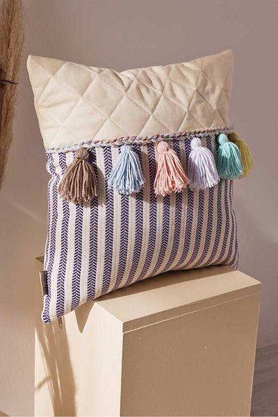 Aisha's Design Colorful Tufted Purple Striped Throw Pillow Cover,K-196