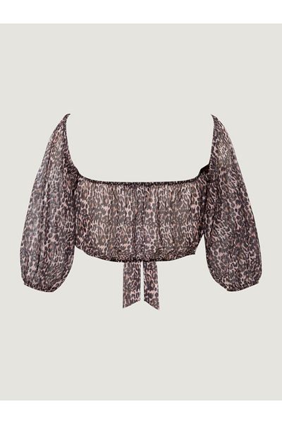 RİVUS Λεοπάρ Λειτουργική Crop Μπλούζα - Off Shoulder