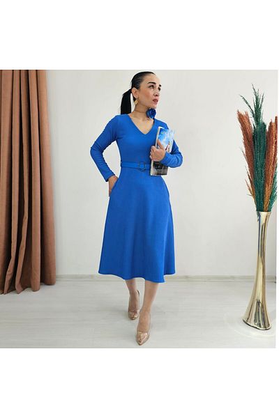Altı Üstü Butik Rochie cu mânecă lungă cu centură din Lycra