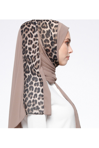 Differenza Leopar Su Yolu Şifon Şal - Bej