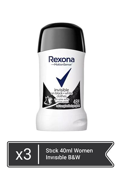 Rexona Stick 40ml Women Invisible B&W  x 3 pieces