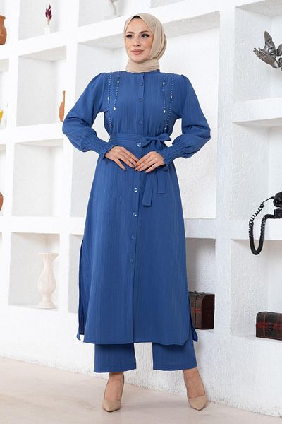 Modamihram Indigo Set - Pearl Detail, Model 19360