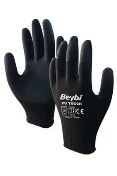 Beybi 9 Size 12 Pack Polyurethane Coated Pu Touch Black Assembly Gloves En388 (3121X)