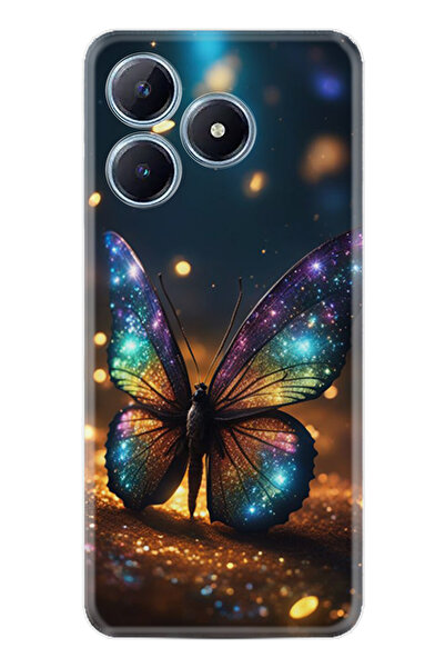 realme C61 Kılıf Boutique Baskılı Resimli Rengarenk Kelebek Pcode -097