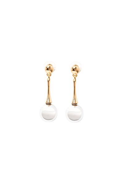 RİVUS Gold Earrings with Pearl Detail - Dangle Tip Design