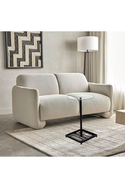Areka Black Service Table, Black Iron Base, Clear Glass Top (ONLY SERVICE TABLE)