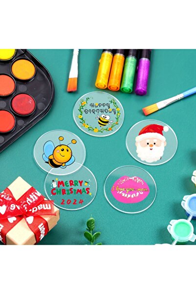 Pleksi Marketi 200 Adet Şeffaf Akrilik 6cm Daire Boşluklar Parti Süsü (BASKISIZ)
