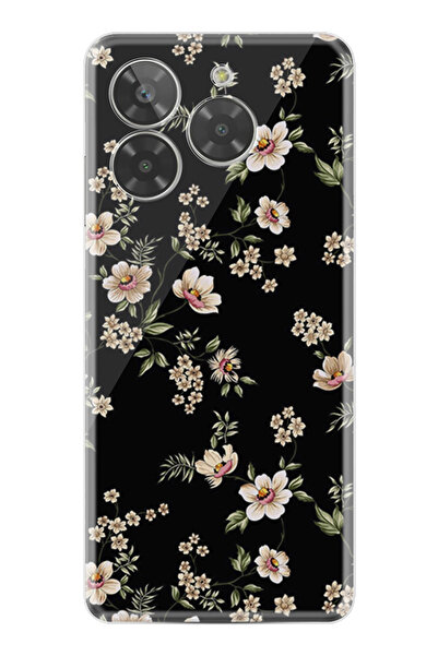 General Mobile Era 30 Kılıf HD Resim Baskılı Siyah Fon Çiçek StKd -045