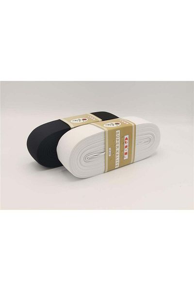 öz-iş Țesătură moale trandafir alb - picioare elastice, aur 4 cm, 10 mt